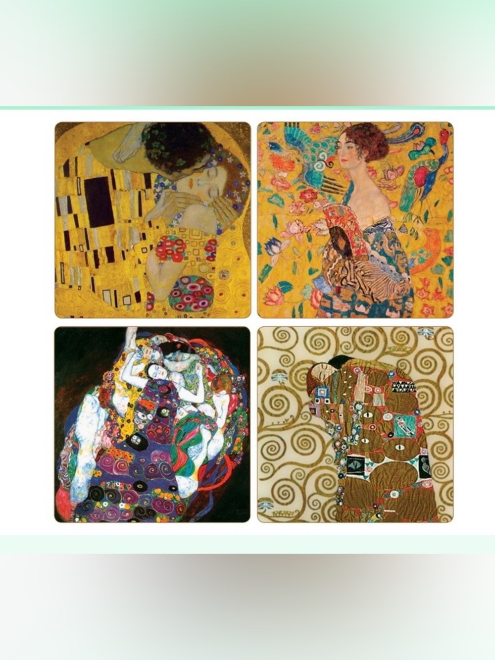 CoasterStone “Gustav Klimt Collection” Absorbant Coasters 4.25” (Set of 4)